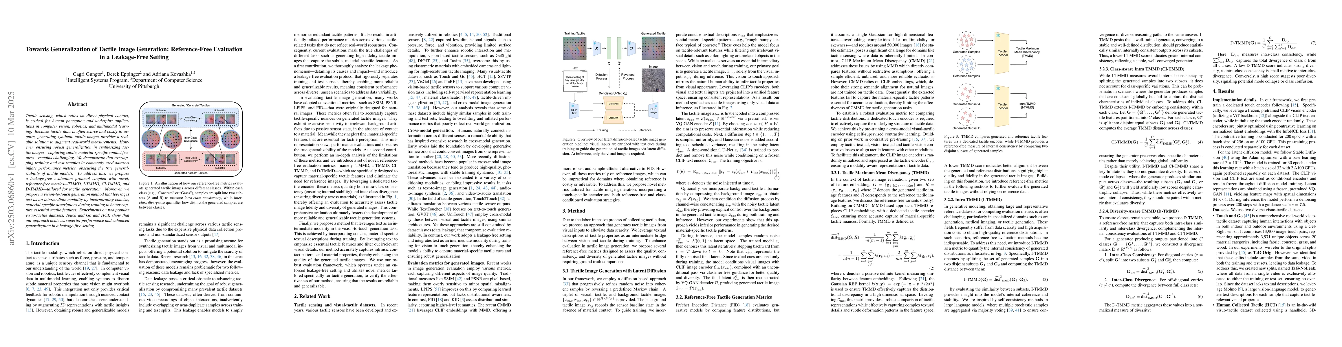 Thumbnail for Towards Generalization of Tactile Image Generation: Reference-Free
  Evaluation in a Leakage-Free Setting