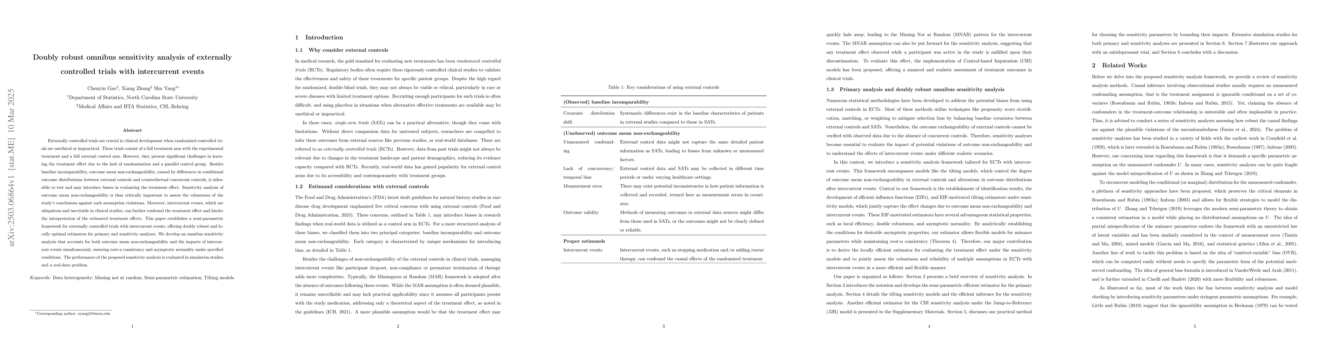 Thumbnail for Doubly robust omnibus sensitivity analysis of externally controlled
  trials with intercurrent events