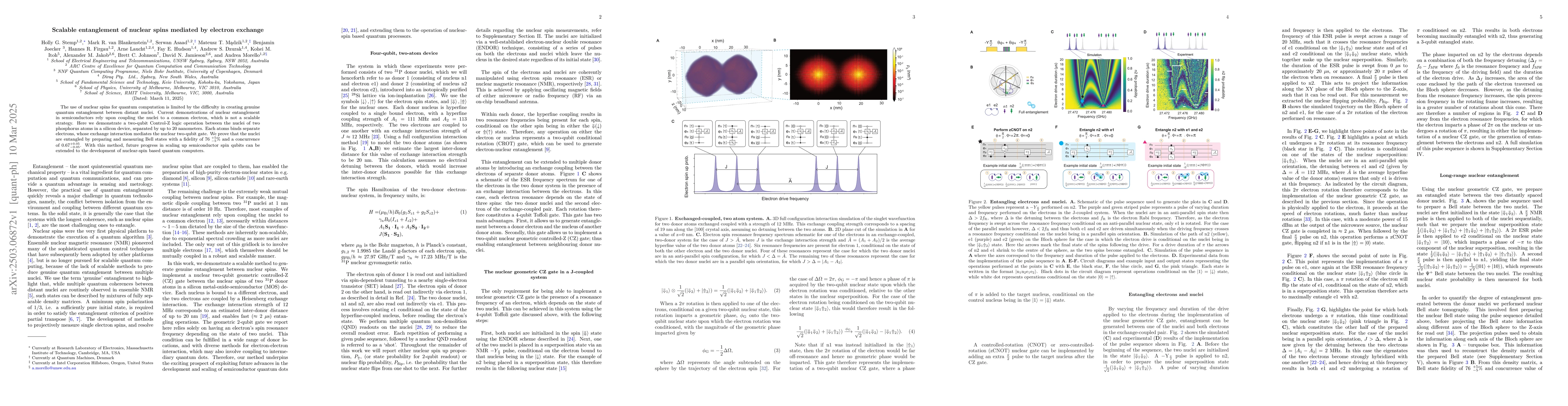 Thumbnail for Scalable entanglement of nuclear spins mediated by electron exchange