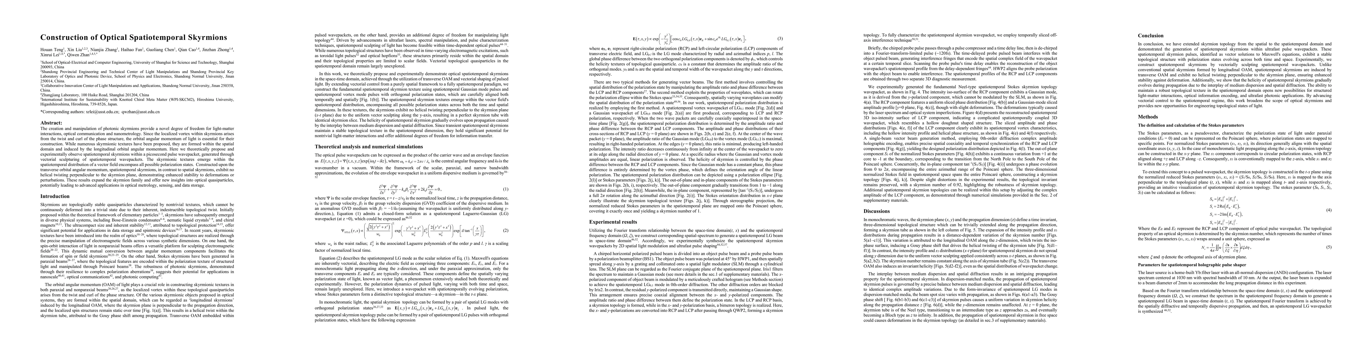 Thumbnail for Construction of Optical Spatiotemporal Skyrmions