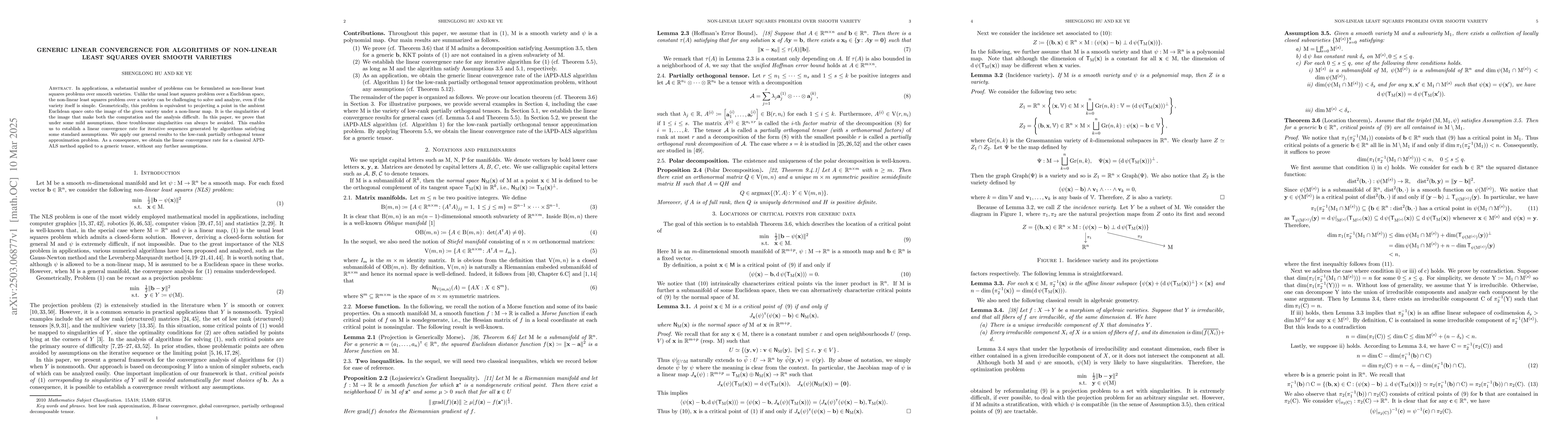 Thumbnail for Generic linear convergence for algorithms of non-linear least squares
  over smooth varieties