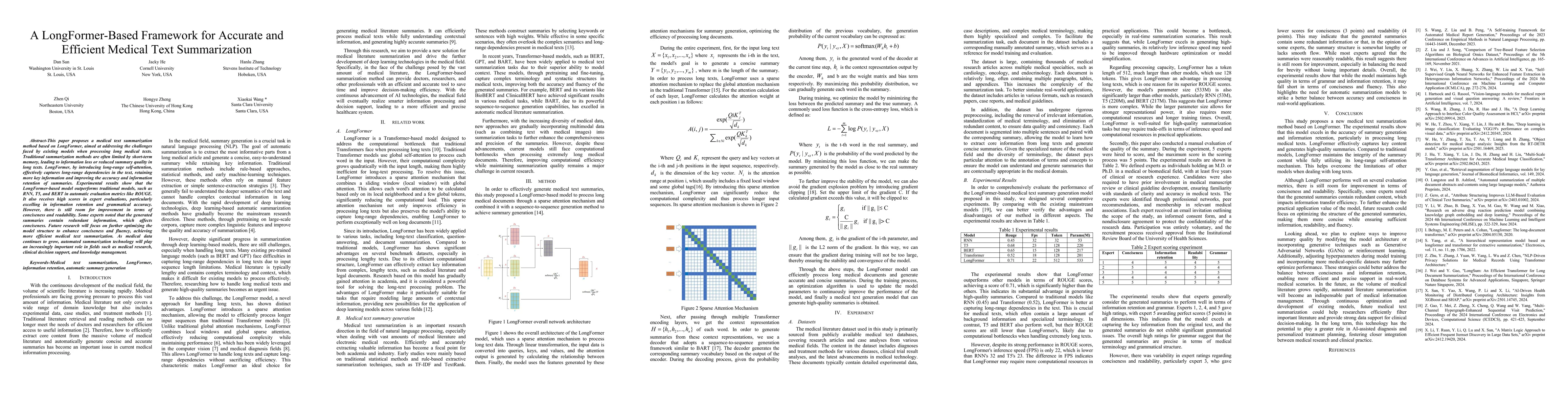 Thumbnail for A LongFormer-Based Framework for Accurate and Efficient Medical Text
  Summarization