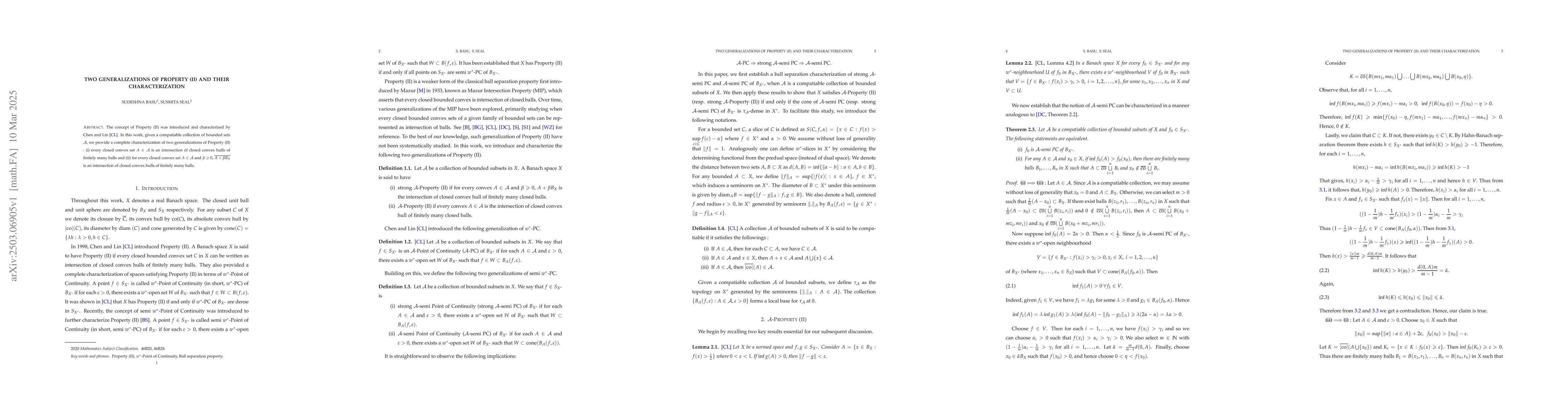 Thumbnail for Two Generalizations of Property (II) and their characterization