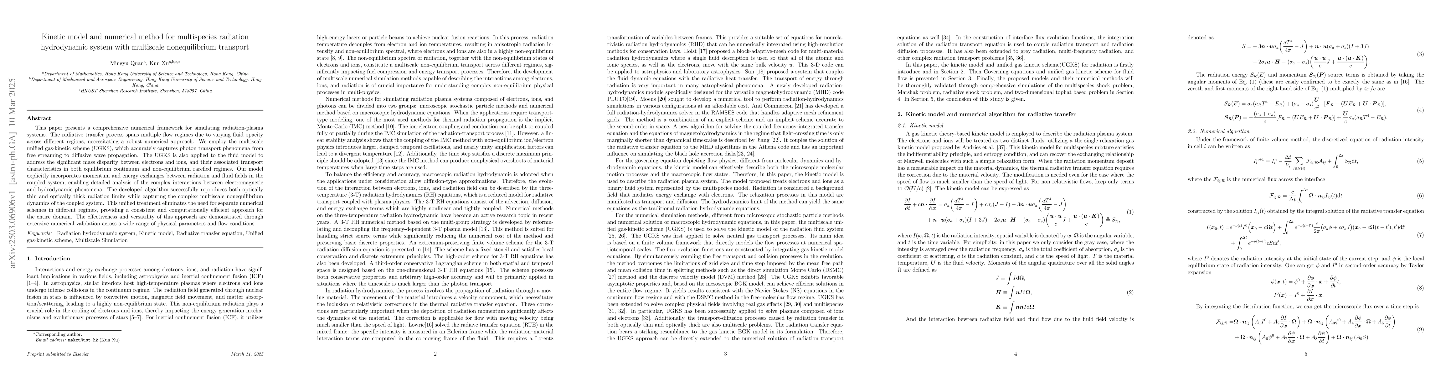 Thumbnail for Kinetic model and numerical method for multispecies radiation
  hydrodynamic system with multiscale nonequilibrium transport