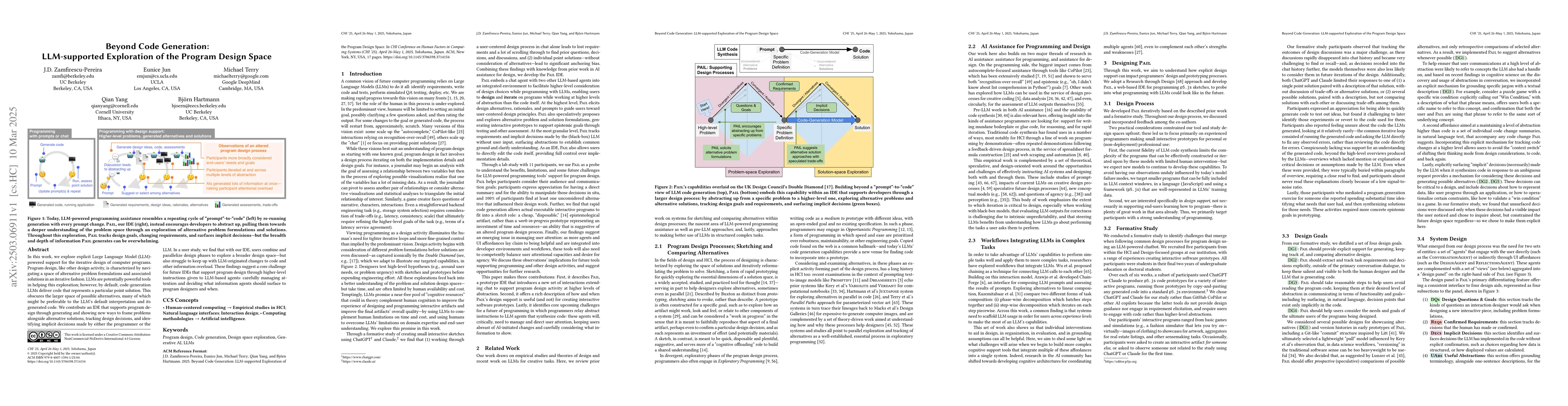 Thumbnail for Beyond Code Generation: LLM-supported Exploration of the Program Design
  Space