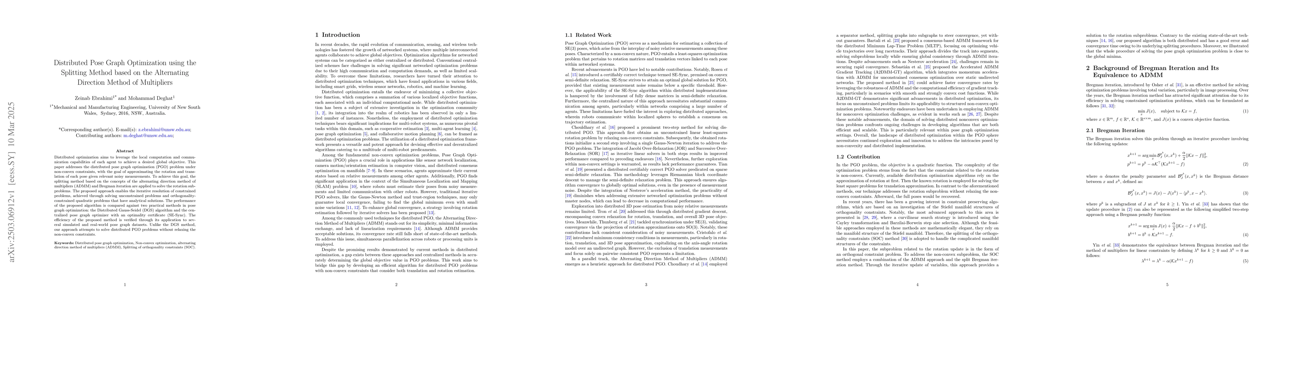 Thumbnail for Distributed Pose Graph Optimization using the Splitting Method based on
  the Alternating Direction Method of Multipliers