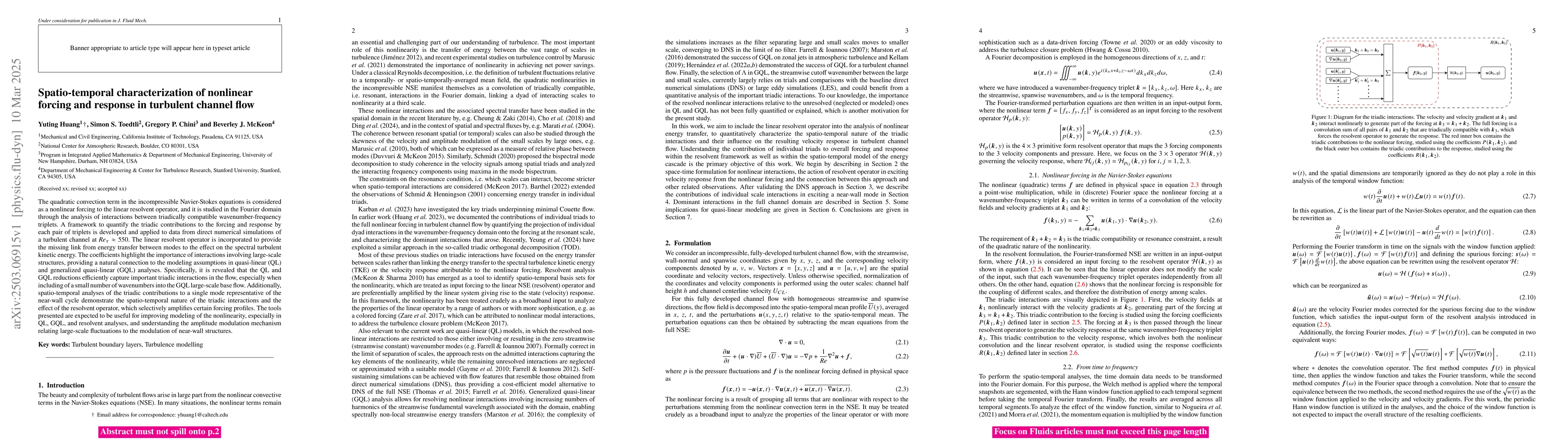 Thumbnail for Spatio-temporal characterization of nonlinear forcing and response in
  turbulent channel flow