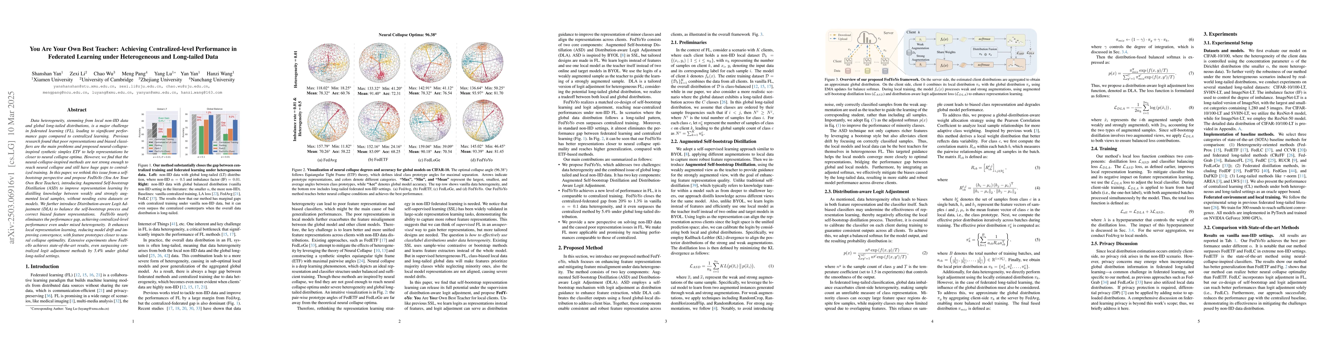 Thumbnail for You Are Your Own Best Teacher: Achieving Centralized-level Performance
  in Federated Learning under Heterogeneous and Long-tailed Data