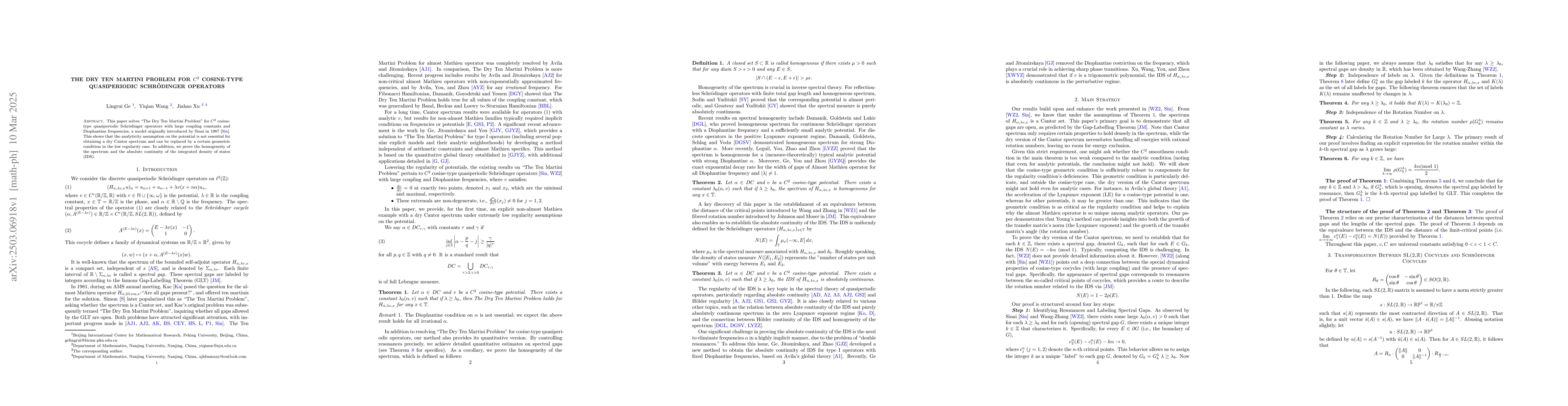 Thumbnail for The Dry Ten Martini Problem for $C^2$ cosine-type quasiperiodic
  Schrödinger operators