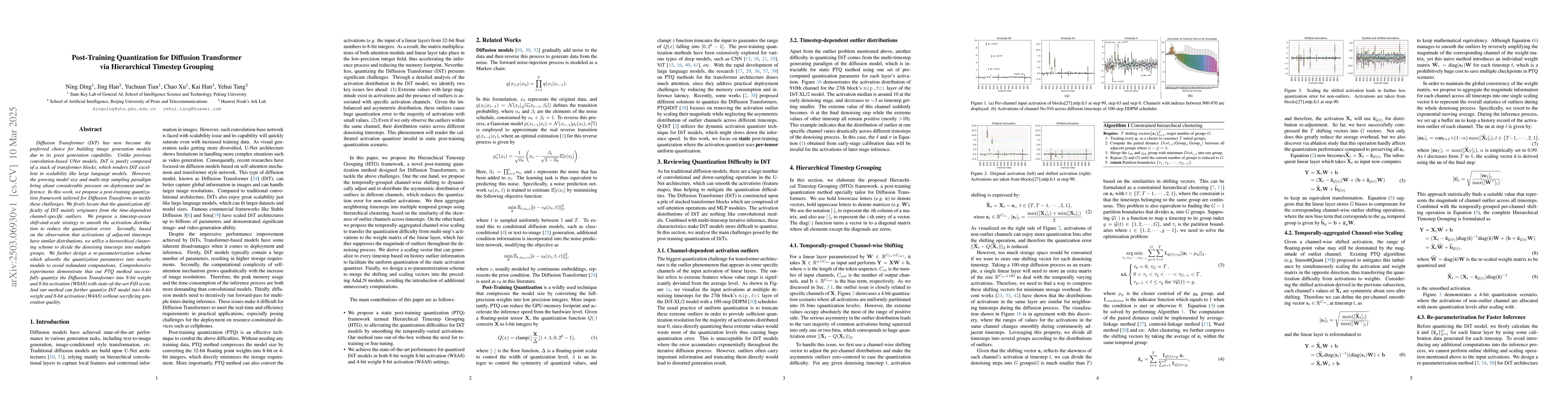 Thumbnail for Post-Training Quantization for Diffusion Transformer via Hierarchical
  Timestep Grouping