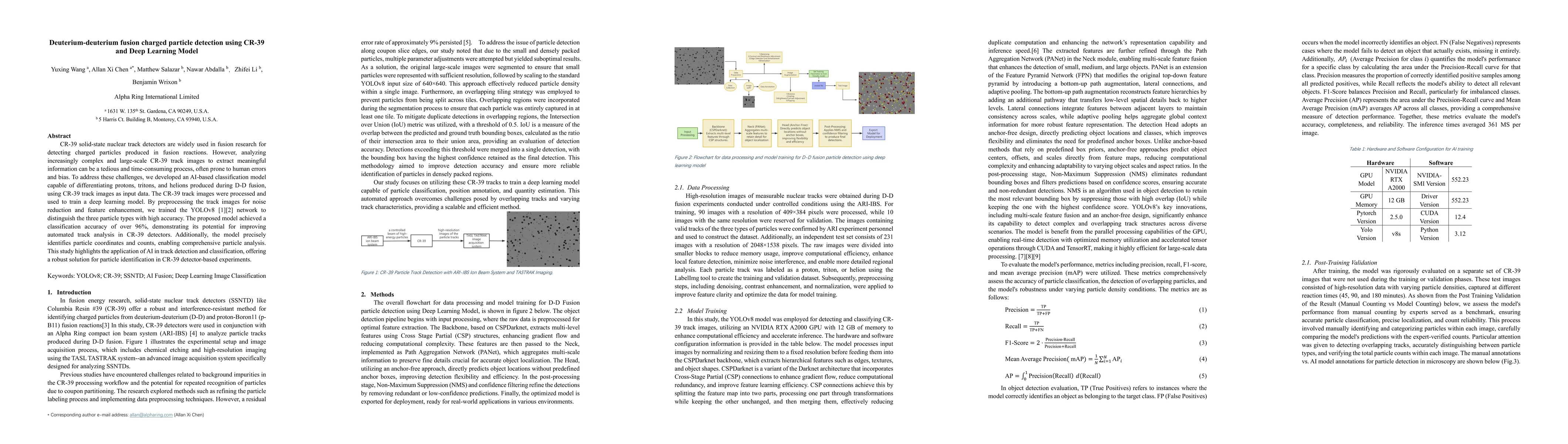Thumbnail for Deuterium-deuterium fusion charged particle detection using CR-39 and
  Deep Learning Model