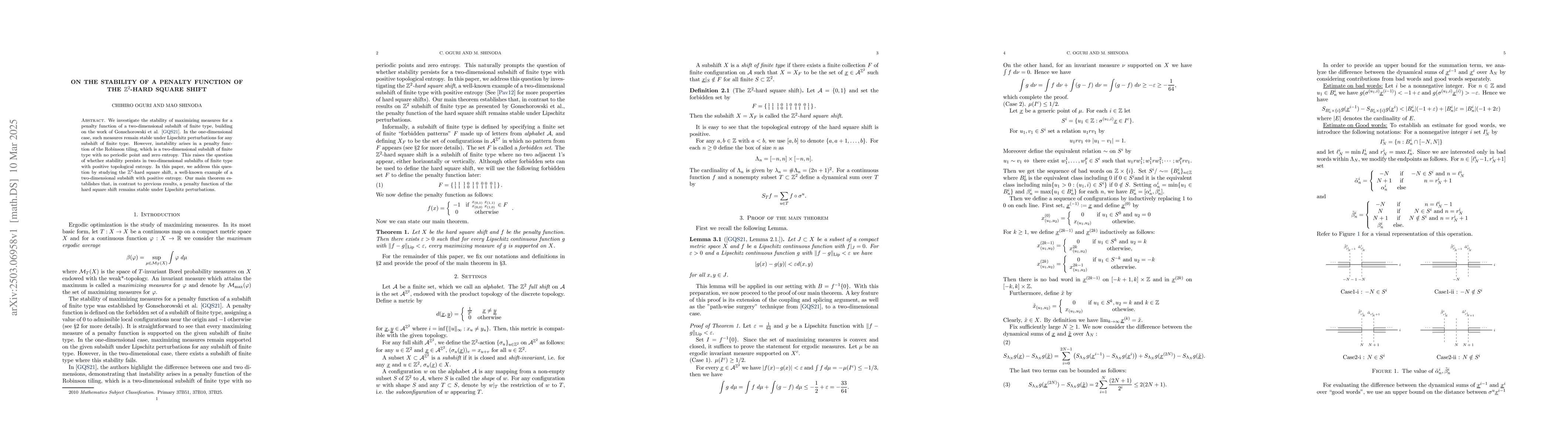 Thumbnail for On the stability of a penalty function of the $\mathbb{Z}^2$-hard square
  shift