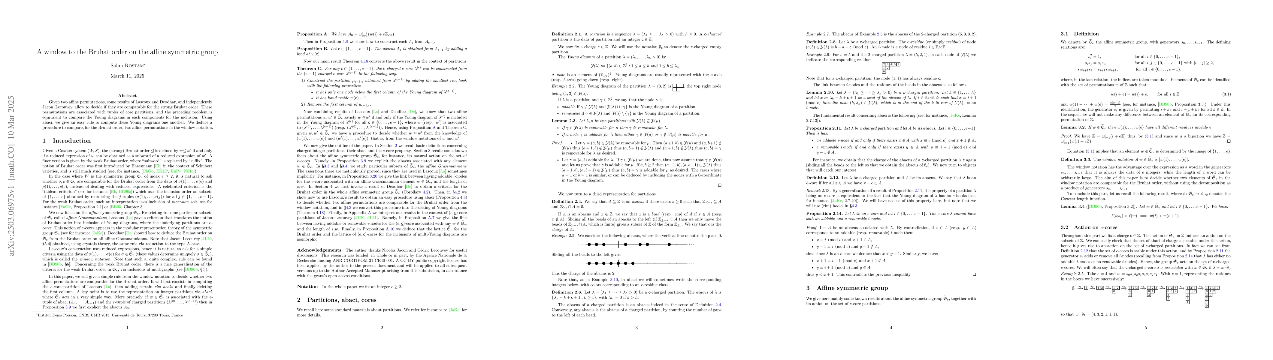 Thumbnail for A window to the Bruhat order on the affine symmetric group