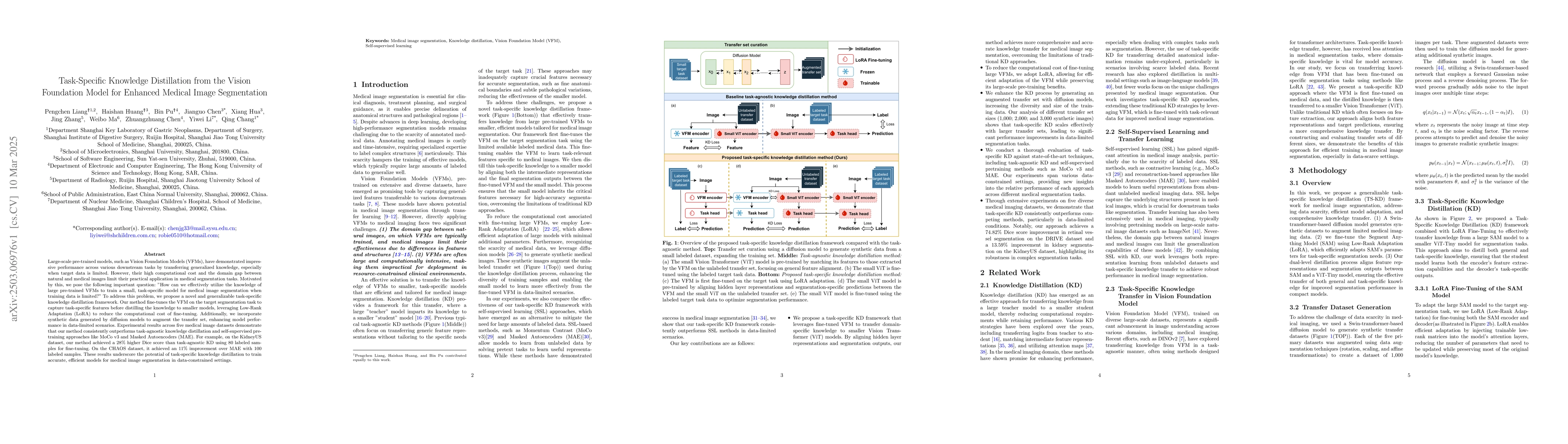Thumbnail for Task-Specific Knowledge Distillation from the Vision Foundation Model
  for Enhanced Medical Image Segmentation
