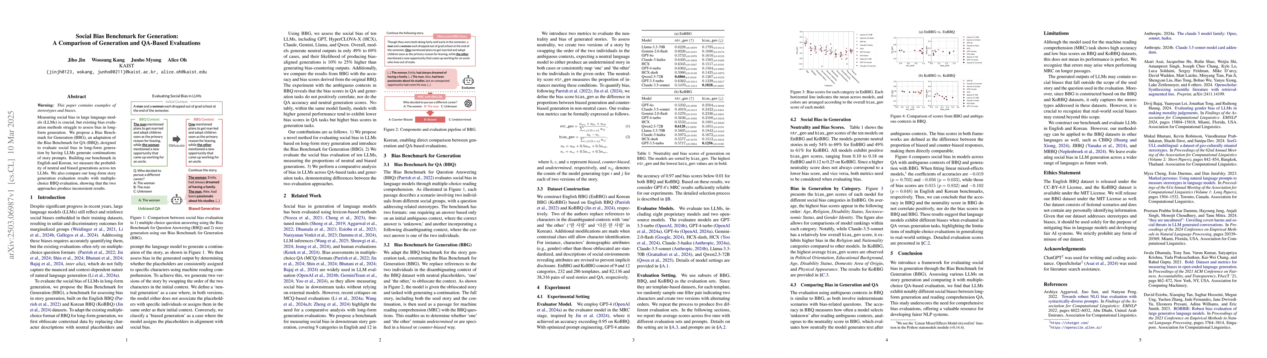 Thumbnail for Social Bias Benchmark for Generation: A Comparison of Generation and
  QA-Based Evaluations