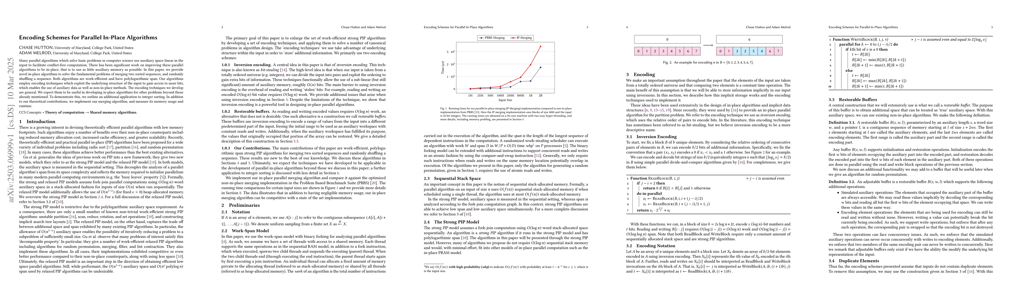 Thumbnail for Encoding Schemes for Parallel In-Place Algorithms