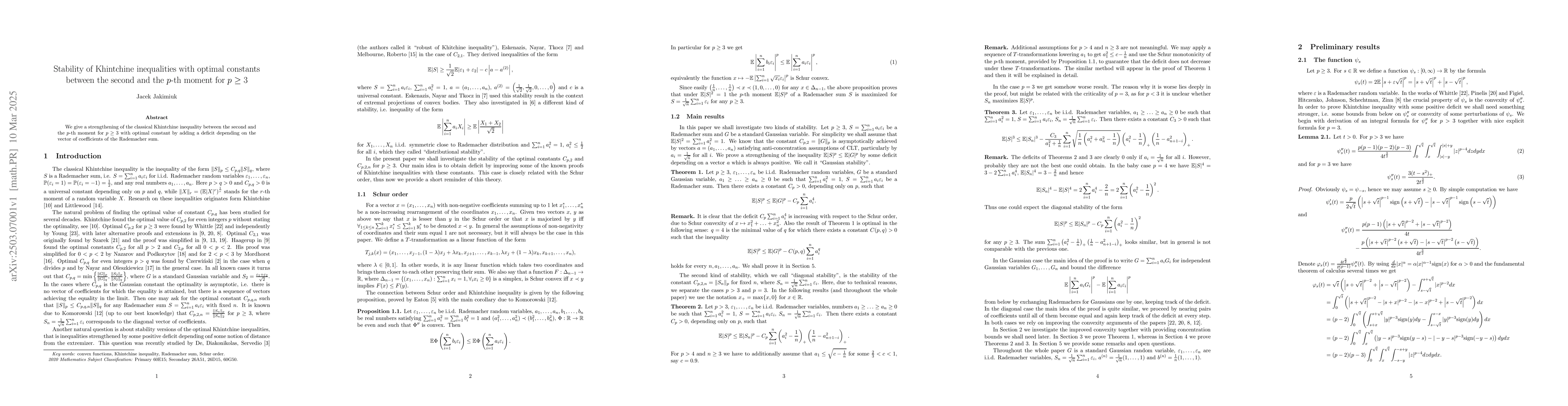 Thumbnail for Stability of Khintchine inequalities with optimal constants between the
  second and the $p$-th moment for $p \ge 3$