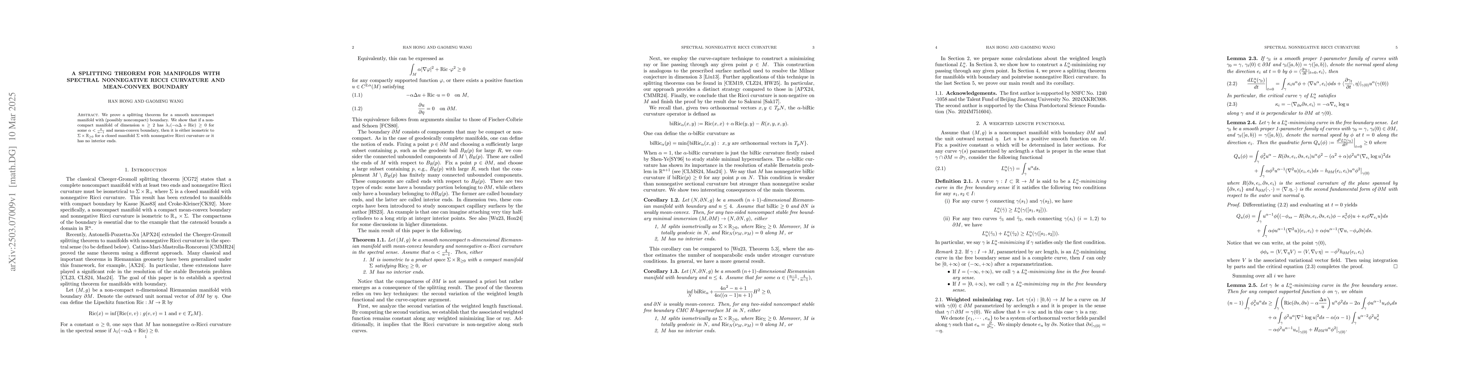 Thumbnail for A splitting theorem for manifolds with spectral nonnegative Ricci
  curvature and mean-convex boundary