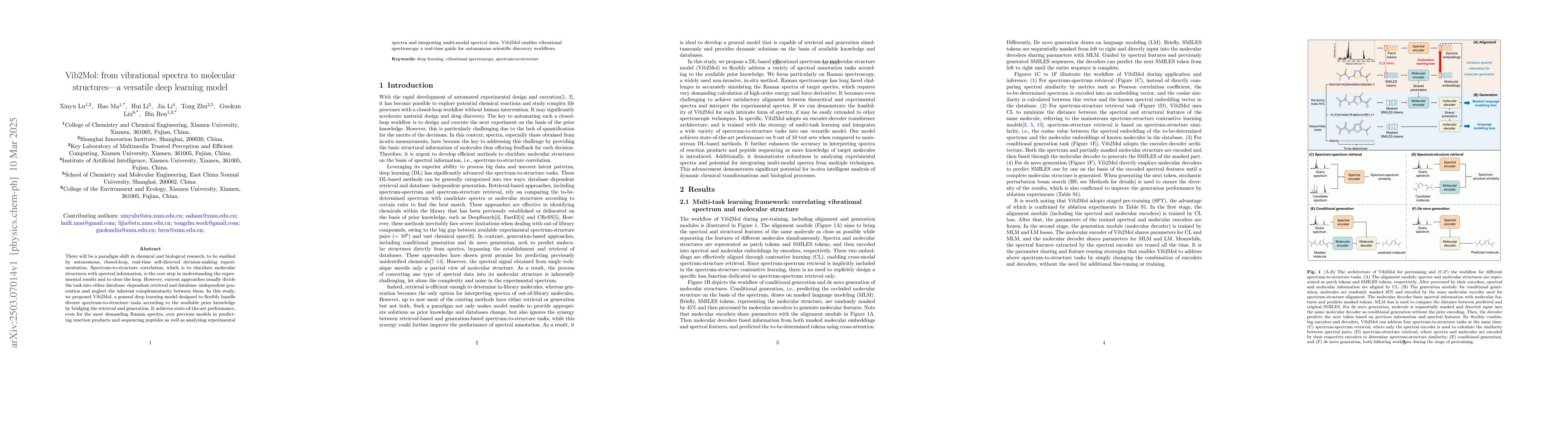Thumbnail for Vib2Mol: from vibrational spectra to molecular structures-a versatile
  deep learning model