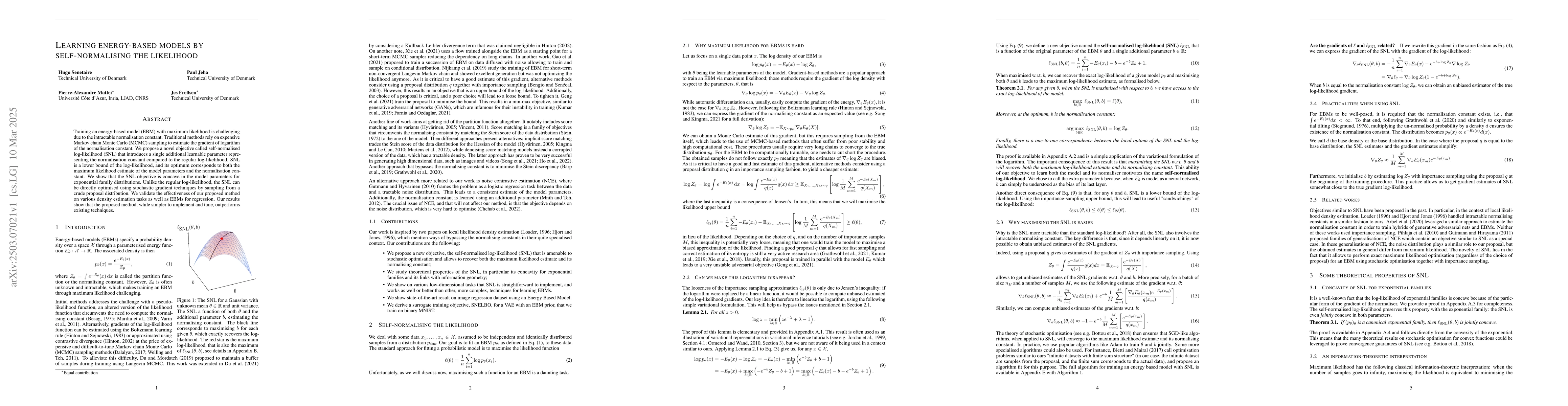Thumbnail for Learning Energy-Based Models by Self-normalising the Likelihood
