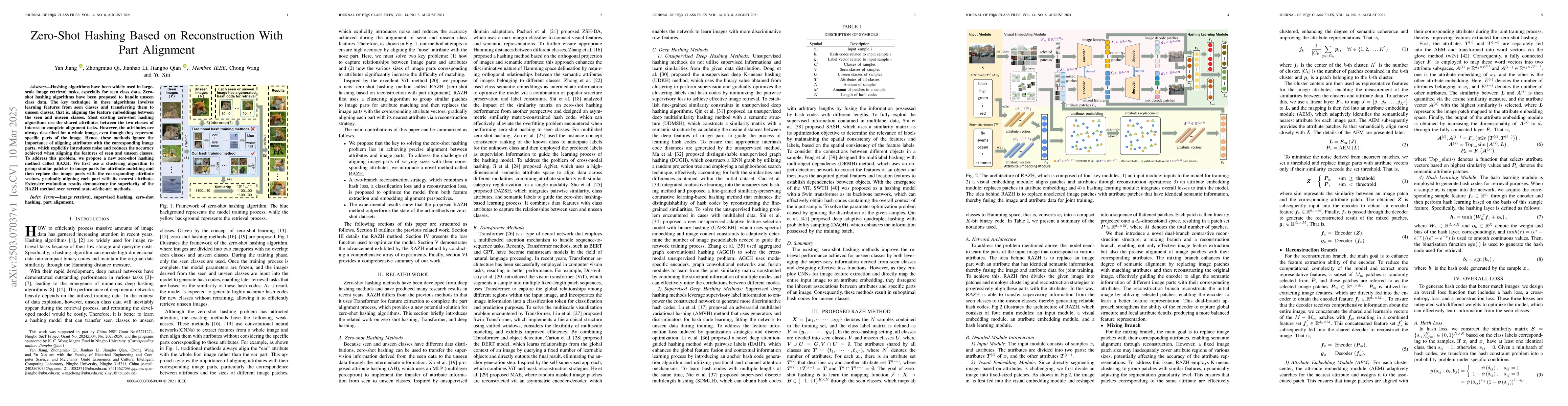 Thumbnail for Zero-Shot Hashing Based on Reconstruction With Part Alignment
