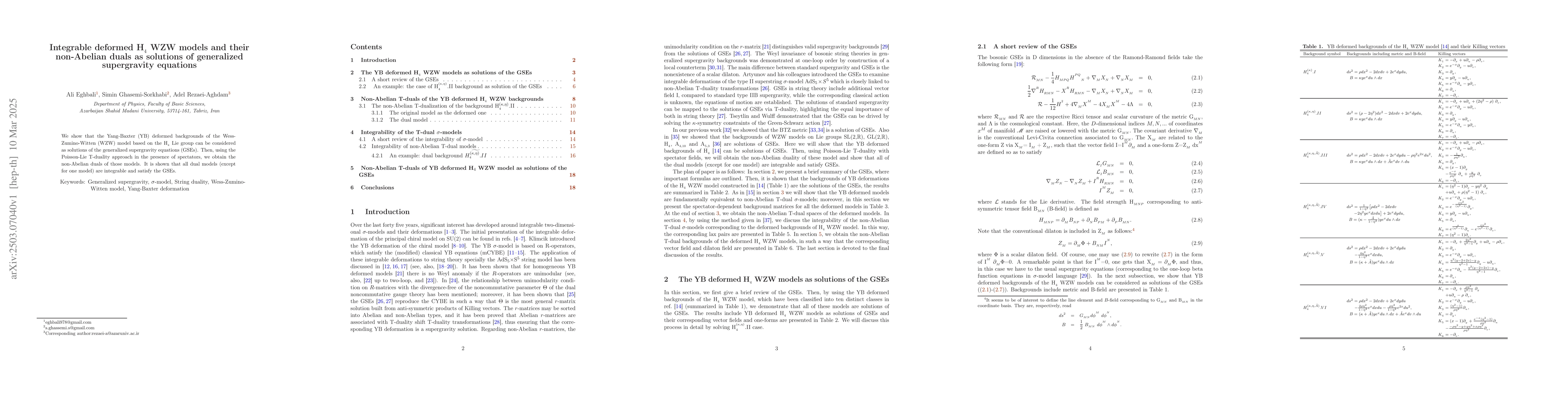 Thumbnail for Integrable deformed H$_{_{4}}$ WZW models and their non-Abelian duals as
  solutions of generalized supergravity equations