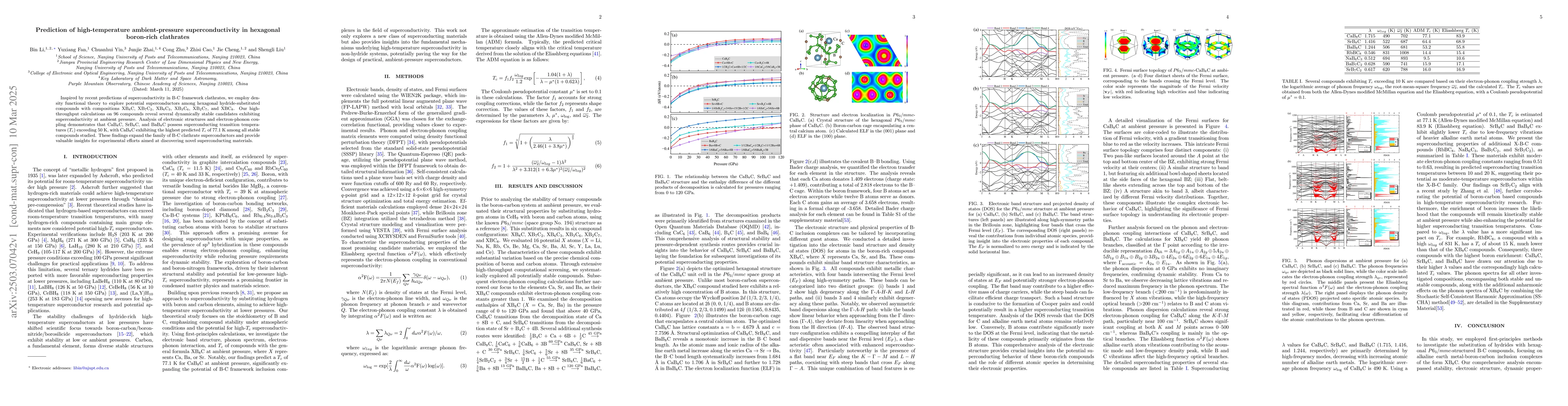 Thumbnail for Prediction of high-temperature ambient-pressure superconductivity in
  hexagonal boron-rich clathrates