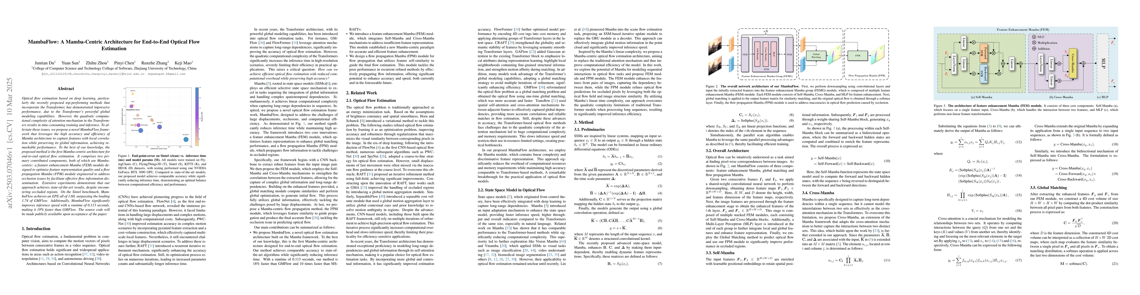 Thumbnail for MambaFlow: A Mamba-Centric Architecture for End-to-End Optical Flow
  Estimation