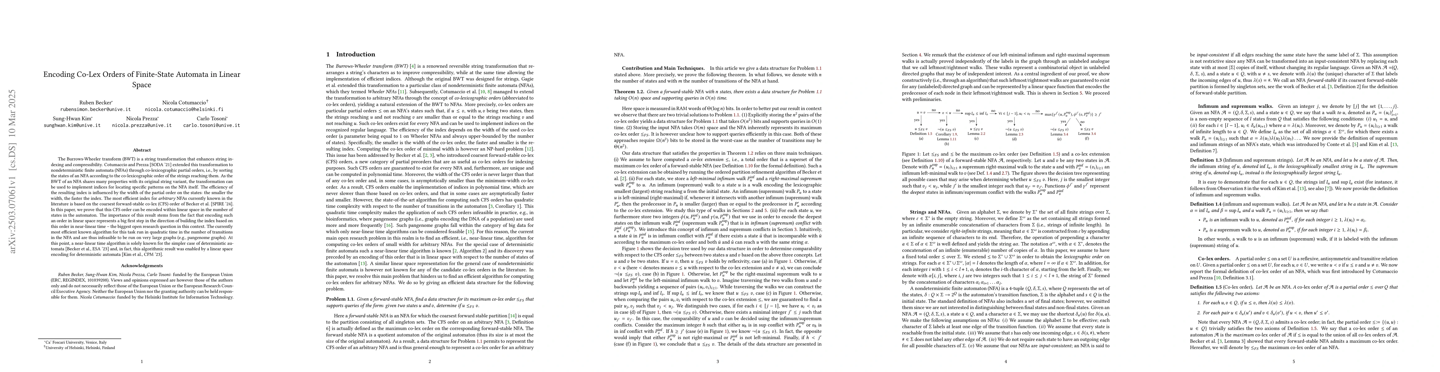 Thumbnail for Encoding Co-Lex Orders of Finite-State Automata in Linear Space