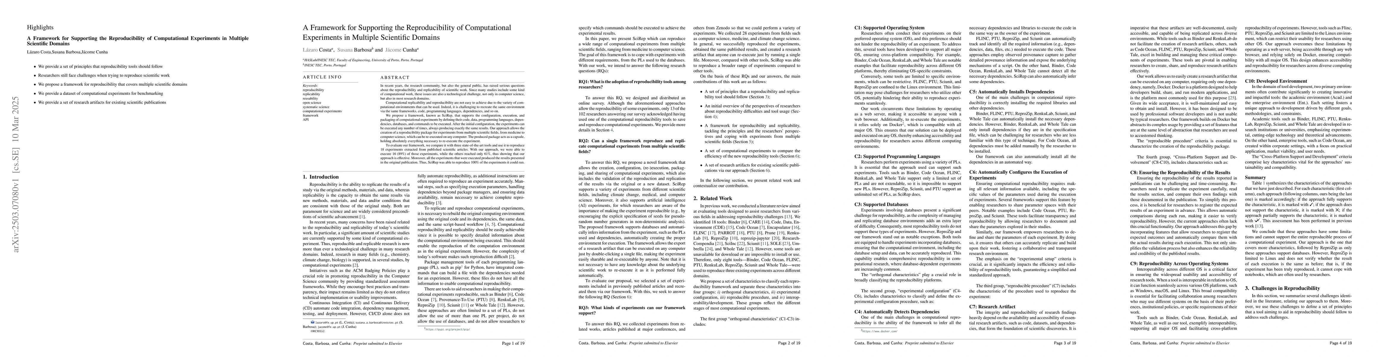 Thumbnail for A Framework for Supporting the Reproducibility of Computational
  Experiments in Multiple Scientific Domains