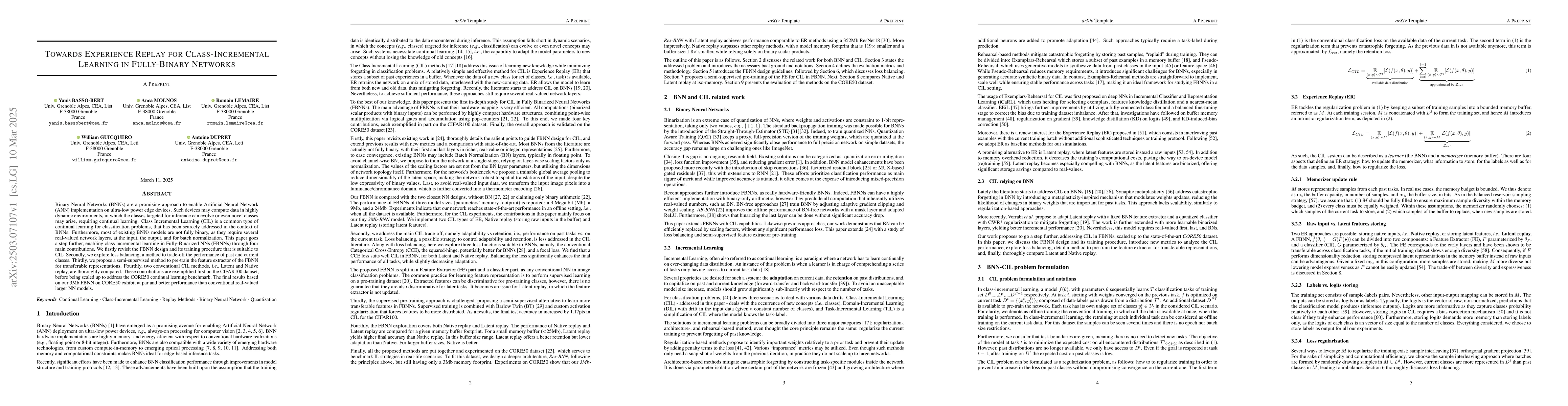 Thumbnail for Towards Experience Replay for Class-Incremental Learning in Fully-Binary
  Networks