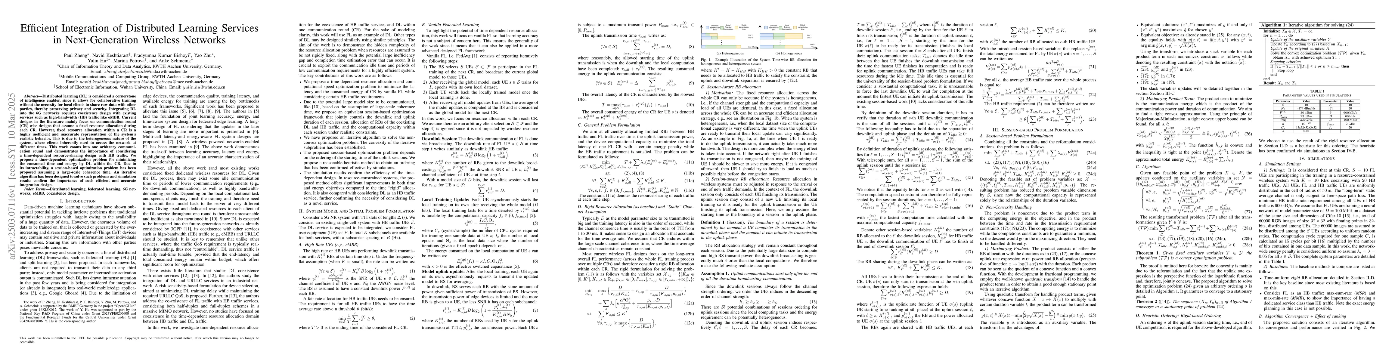 Thumbnail for Efficient Integration of Distributed Learning Services in
  Next-Generation Wireless Networks