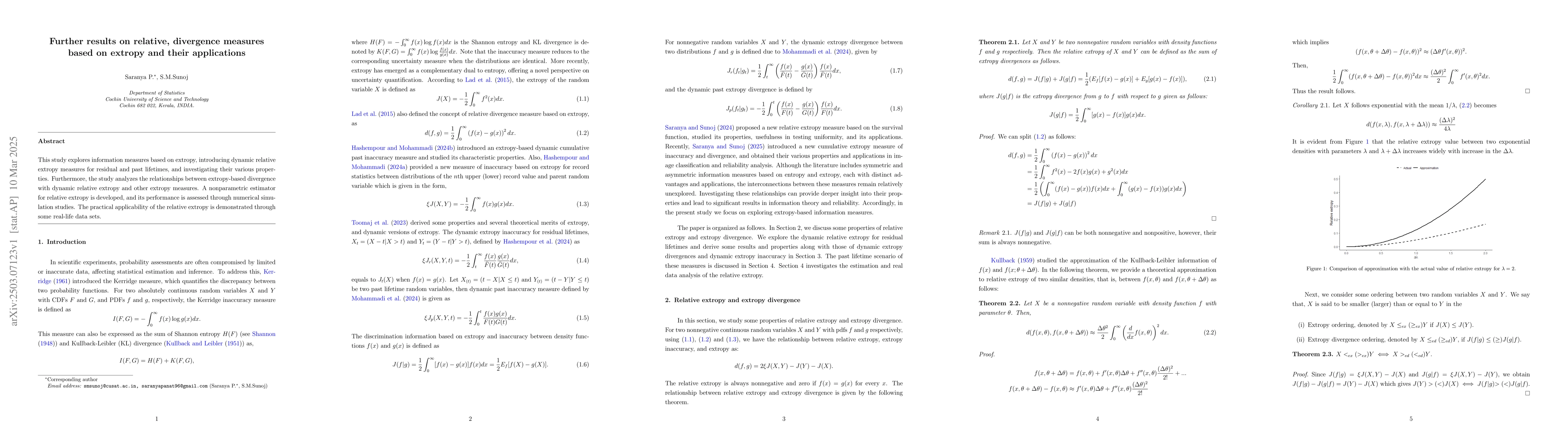 Thumbnail for Further results on relative, divergence measures based on extropy and
  their applications