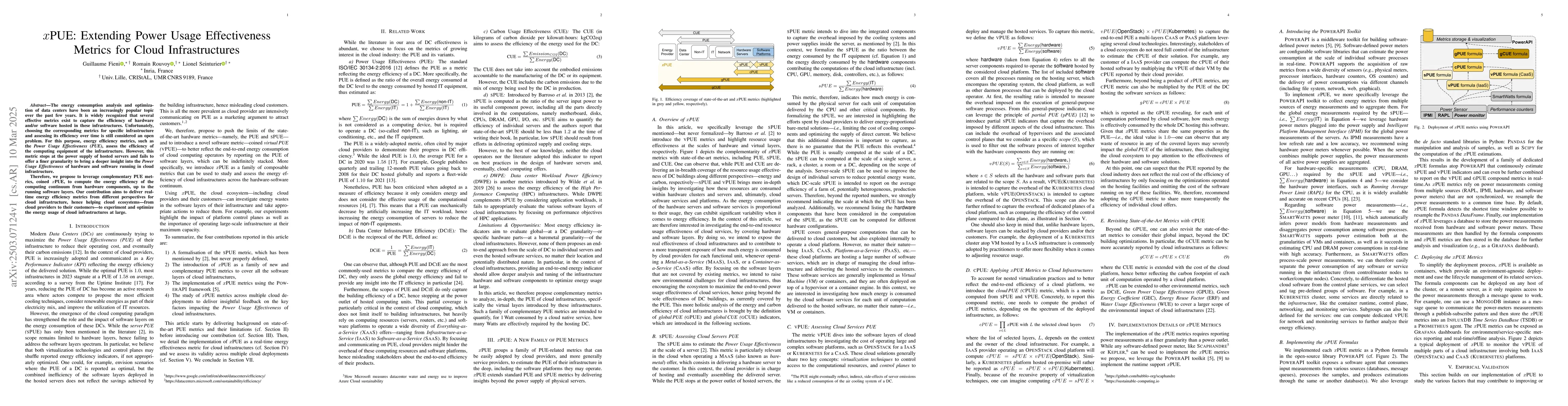 Thumbnail for xPUE: Extending Power Usage Effectiveness Metrics for Cloud
  Infrastructures