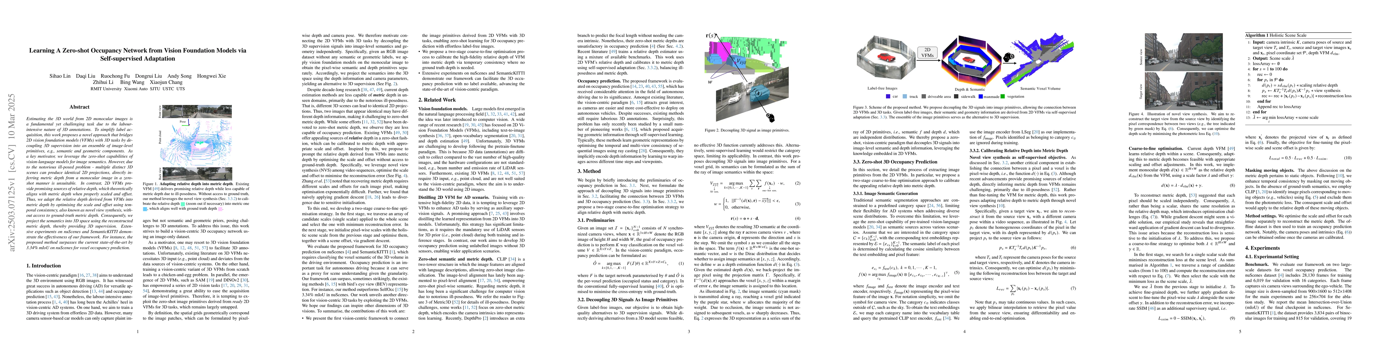 Thumbnail for Learning A Zero-shot Occupancy Network from Vision Foundation Models via
  Self-supervised Adaptation