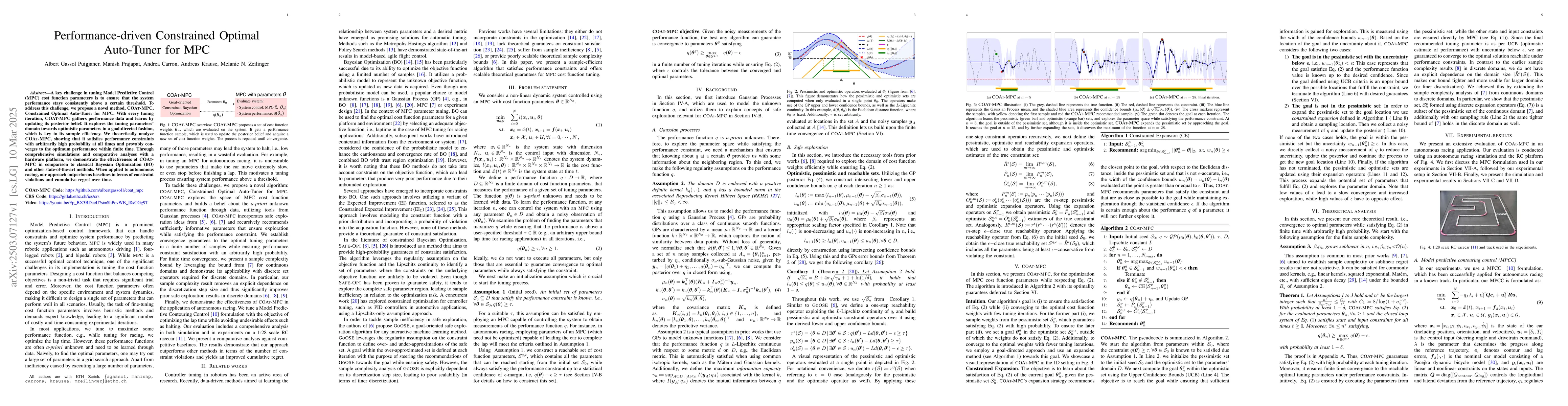 Thumbnail for Performance-driven Constrained Optimal Auto-Tuner for MPC