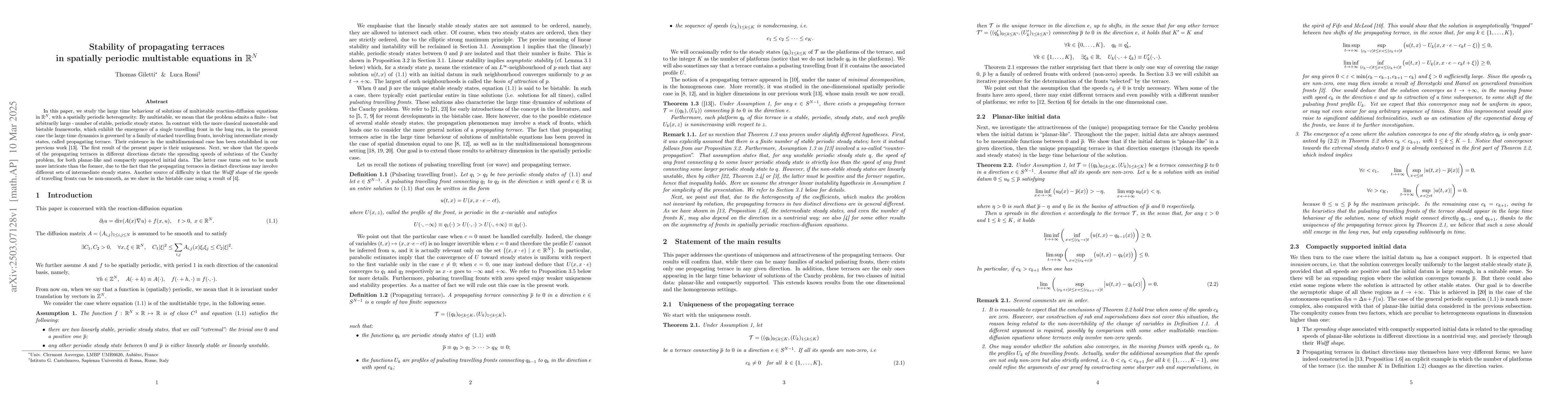 Thumbnail for Stability of propagating terraces in spatially periodic multistable
  equations in $\mathbb{R}^N$