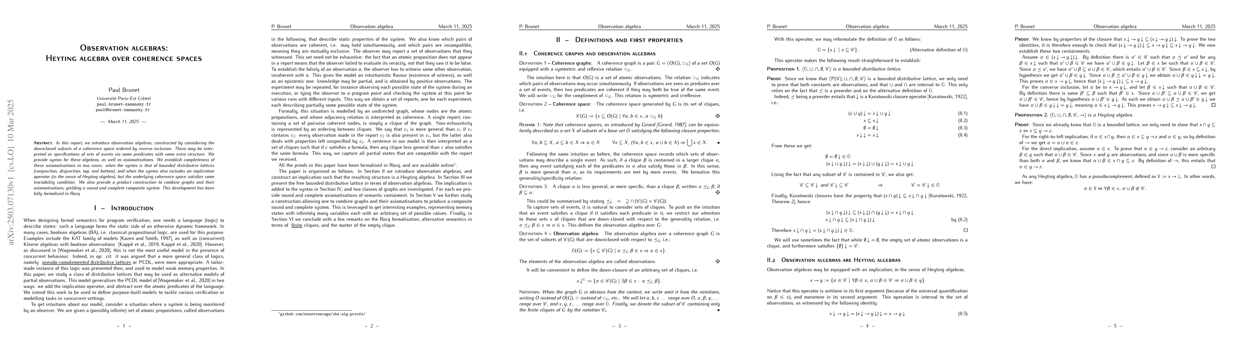 Thumbnail for Observation algebras: Heyting algebra over coherence spaces