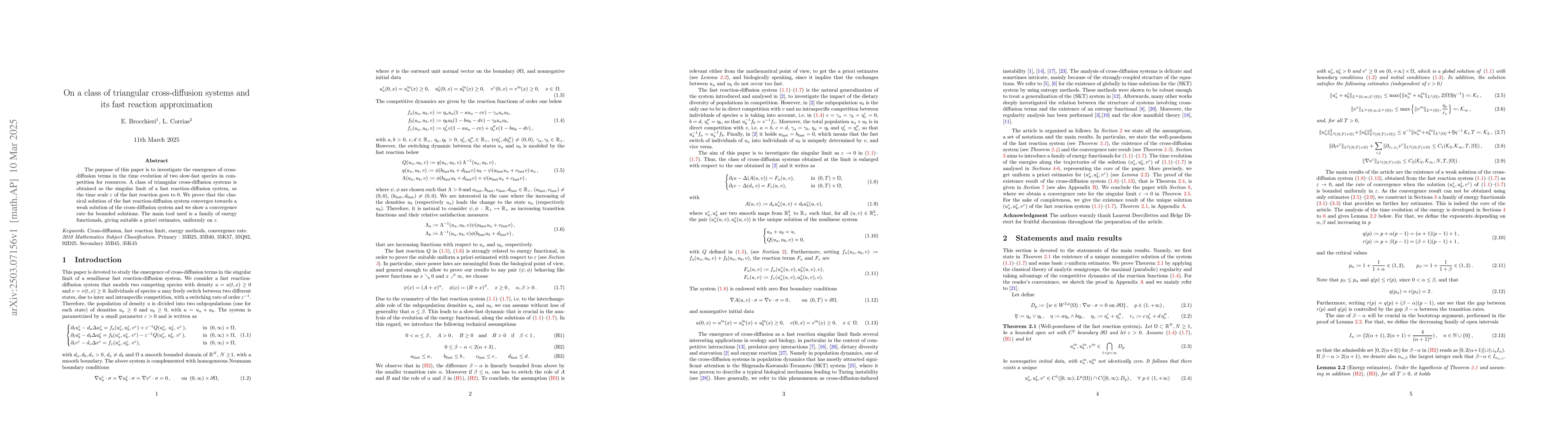 Thumbnail for On a class of triangular cross-diffusion systems and its fast reaction
  approximation