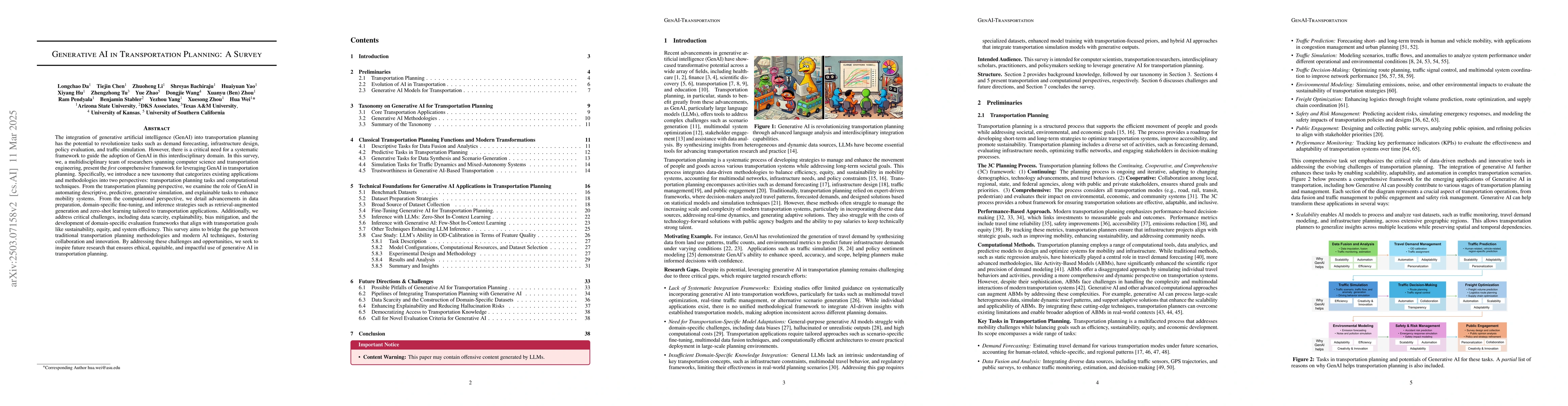 Thumbnail for Generative AI in Transportation Planning: A Survey