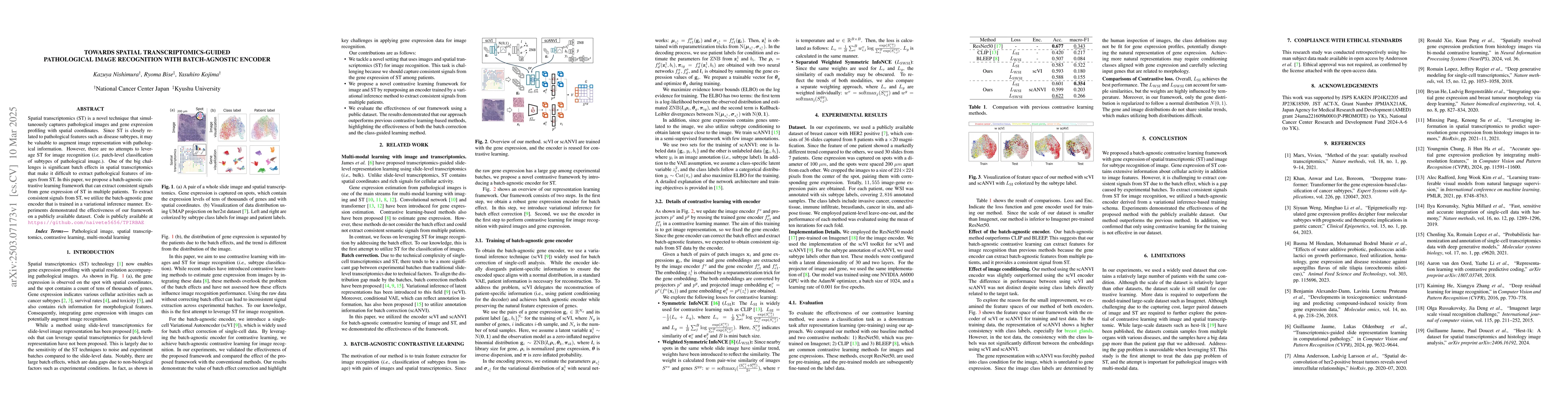 Thumbnail for Towards Spatial Transcriptomics-guided Pathological Image Recognition
  with Batch-Agnostic Encoder