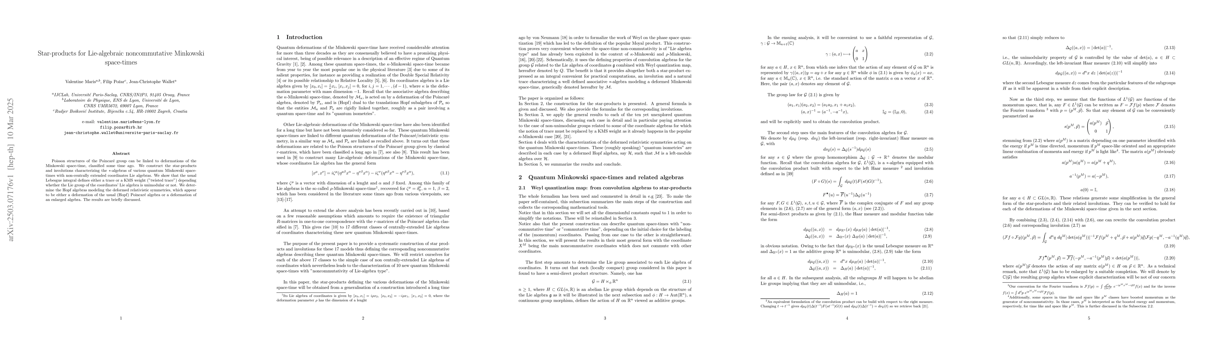 Thumbnail for Star-products for Lie-algebraic noncommutative Minkowski space-times