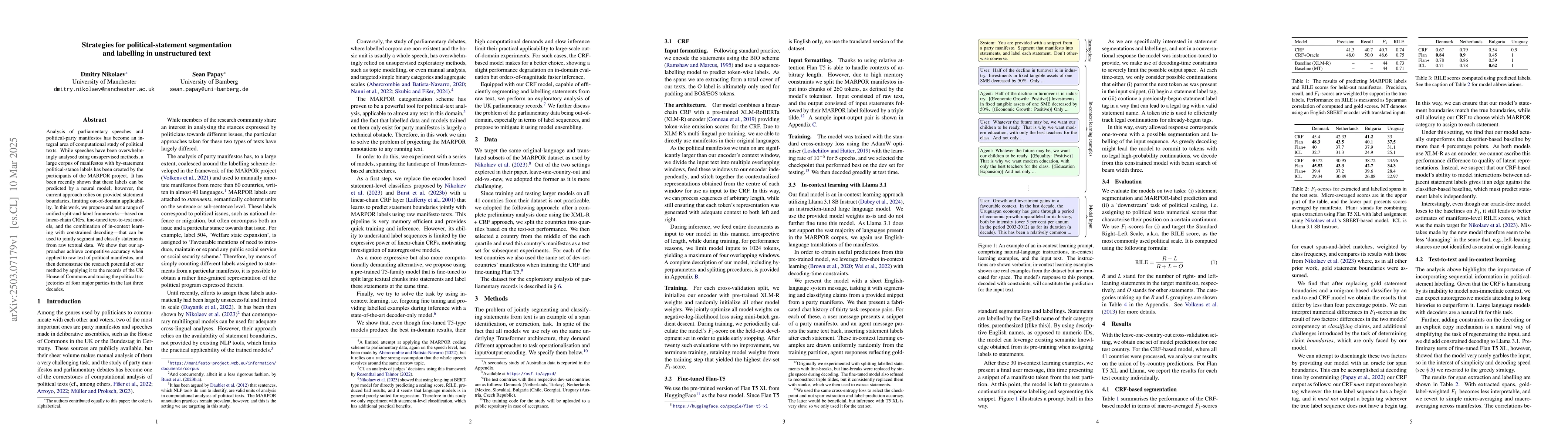 Thumbnail for Strategies for political-statement segmentation and labelling in
  unstructured text