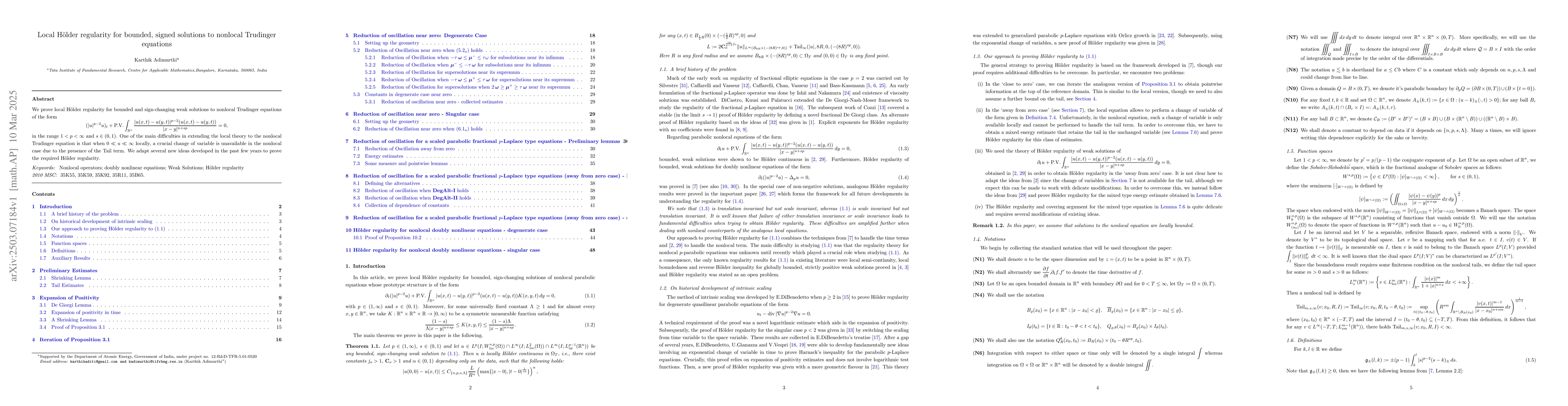 Thumbnail for Local Hölder regularity for bounded, signed solutions to nonlocal
  Trudinger equations