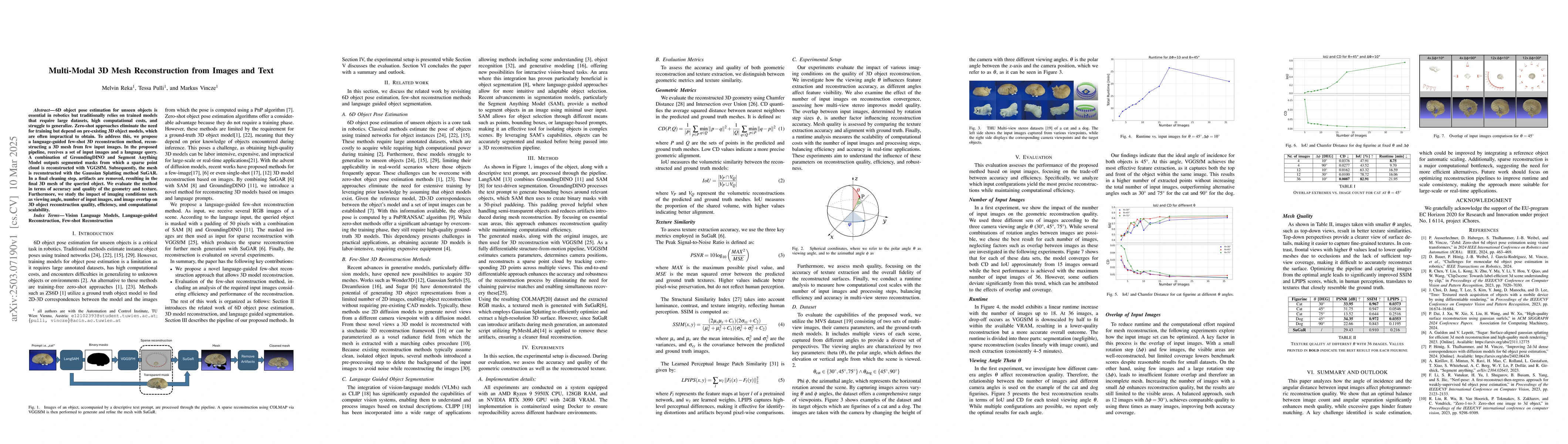Thumbnail for Multi-Modal 3D Mesh Reconstruction from Images and Text