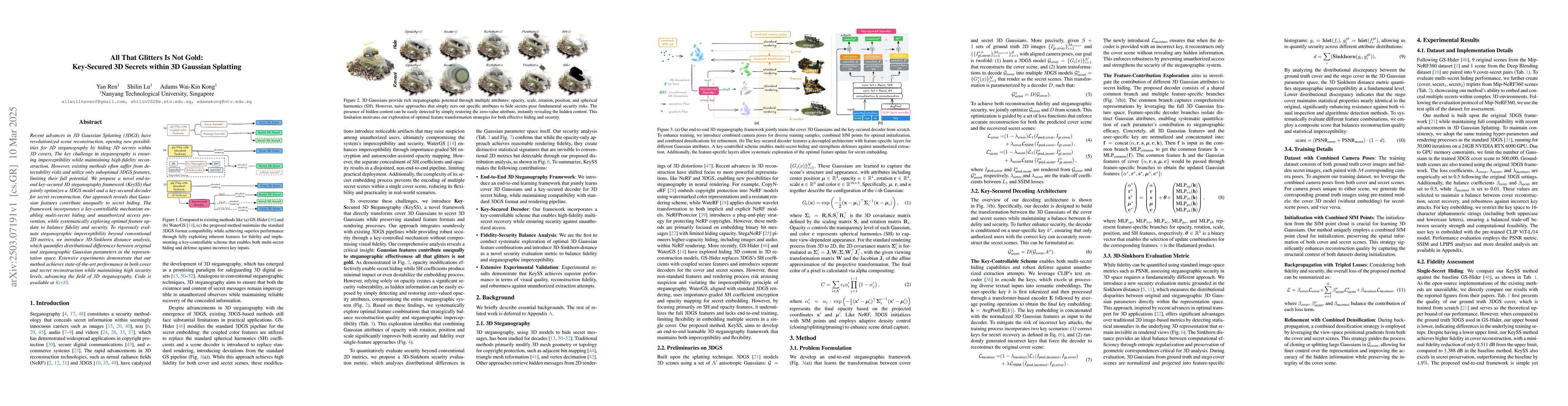 Thumbnail for All That Glitters Is Not Gold: Key-Secured 3D Secrets within 3D Gaussian
  Splatting