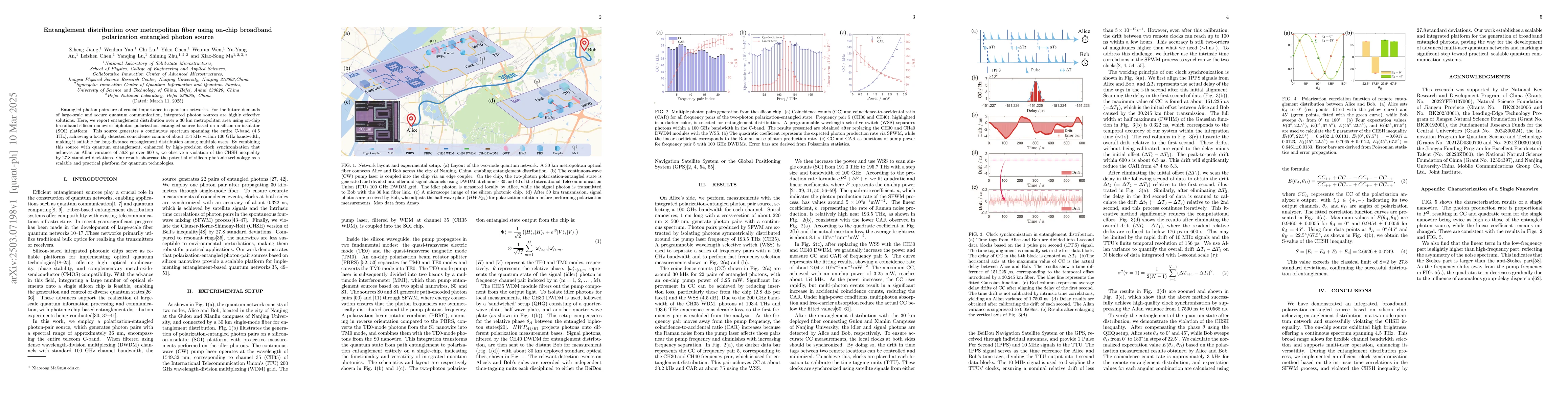 Thumbnail for Entanglement distribution over metropolitan fiber using on-chip
  broadband polarization entangled photon source
