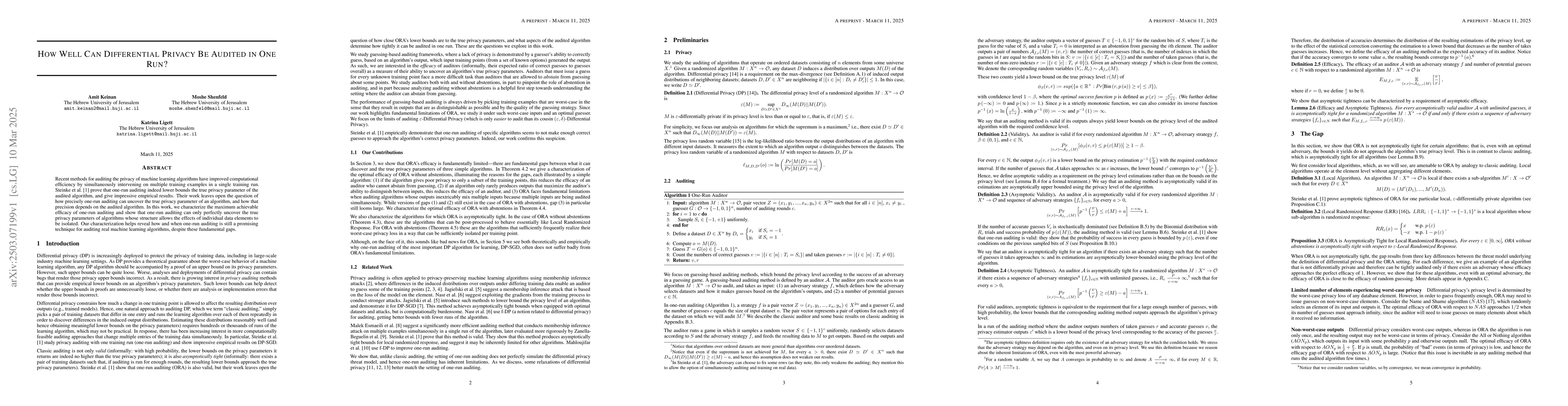 Thumbnail for How Well Can Differential Privacy Be Audited in One Run?