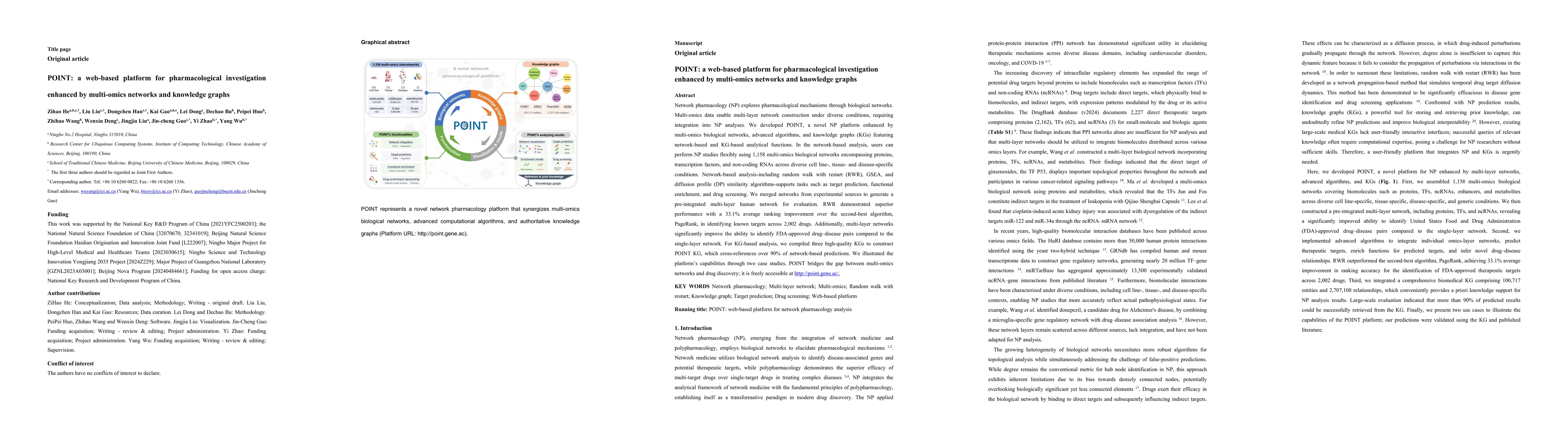 Thumbnail for POINT: a web-based platform for pharmacological investigation enhanced
  by multi-omics networks and knowledge graphs