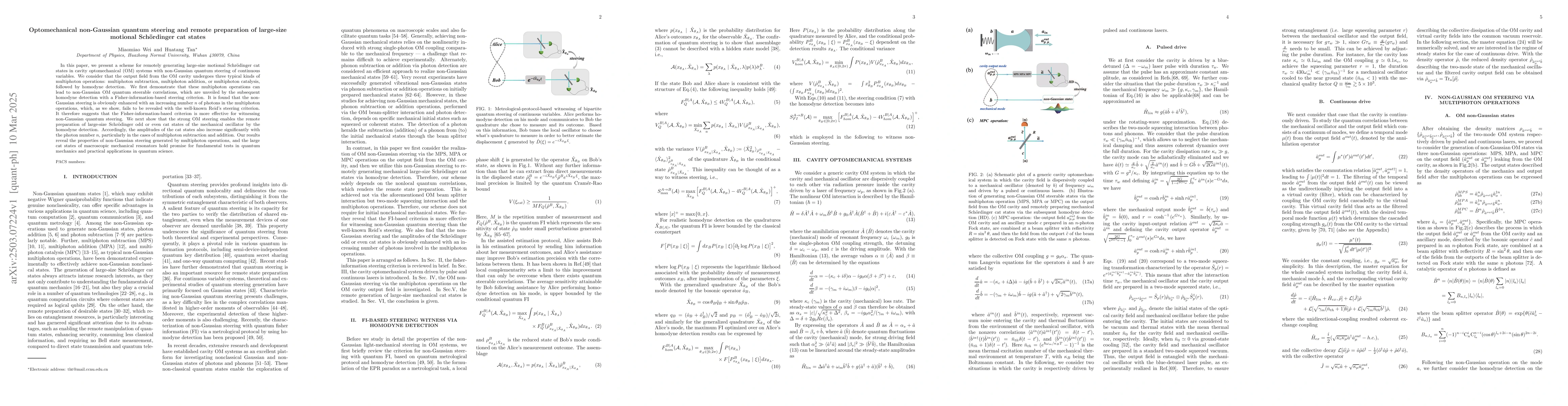 Thumbnail for Optomechanical non-Gaussian quantum steering and remote preparation of
  large-size motional Schördinger cat states
